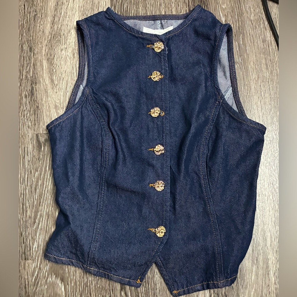 Brand New Zara Denim Vest with Gold Buttons. SZ Small